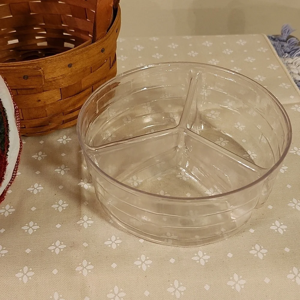 Longaberger Button Basket With Divided Protector And Liner